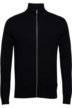 Lindbergh Melange Zip Cardigan Knit Tops Knitwear Full Zip Jumpers Black