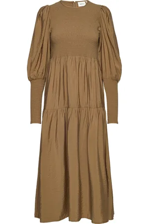 Gestuz Morianagz Solid Long Dress Knælang Kjole Khaki Green