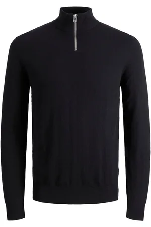 JACK & JONES Jjeemil Knit Half Zip Noos Tops Knitwear Half Zip Jumpers Black Jack & J S