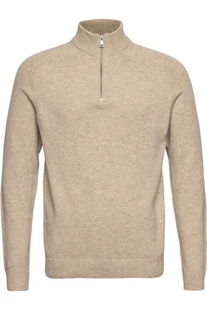 Only & Sons Onsedward Reg 7 Wool Half Zip Knit Cs Tops Knitwear Half Zip Jumpers Beige