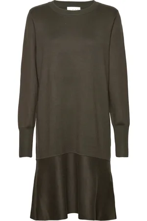 Norr Als Short Knit Dress Knælang Kjole Khaki Green