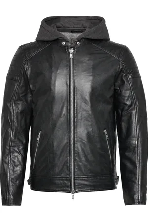 Jofama Tom Hooded Racer Læderjakke Skindjakke Black