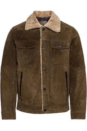 Jofama Sam Shearling Jean Jacket Læderjakke Skindjakke Green