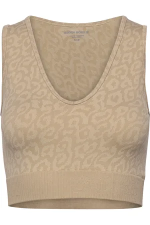 Björn Borg Sthlm Seamless Light Crop Top Sport Crop Tops Sleeveless Crop Tops Beige