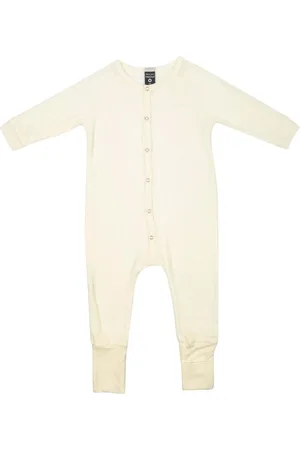 Smallstuff Night Suit, Denim Melange Drop Needle, Merino Wool Pyjamas Sie Jumpsuit Cream