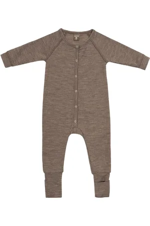 Smallstuff Night Suit, Nature Drop Needle, Merino Wool Pyjamas Sie Jumpsuit Beige