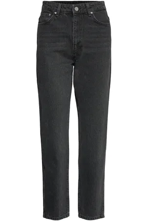 Gestuz Denagz Hw Mom Jeans Bottoms Jeans Straight-regular Black