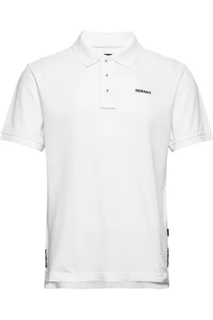 SEBAGO Outwashed Logo Pique Tops Polos Short-sleeved White