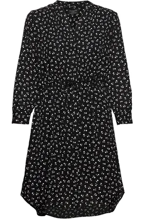 SELECTED Slfdamina 7/8 Aop Dress B Noos Kort Kjole Black