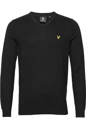 Lyle & Scott Cotton Merino V Neck Jumper Tops Knitwear V-necks Black