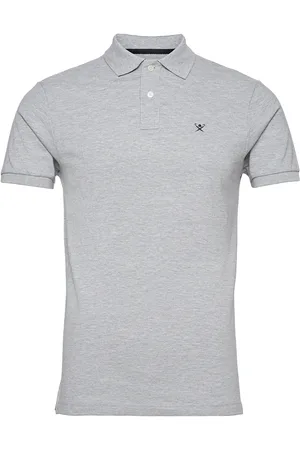 Hackett Slim Fit Logo Tops Polos Short-sleeved Grey