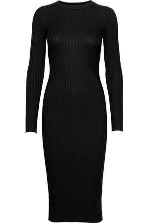 Norr Karlina O-Neck Ls Dress Knælang Kjole Black