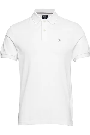 Hackett Slim Fit Logo Tops Polos Short-sleeved White