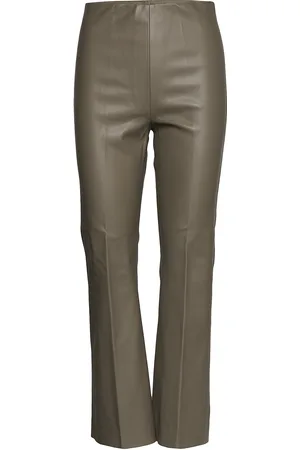 Soaked in Luxury Slkaylee Pu Kickflare Pants Bottoms Trousers Leather Leggings-Bukser Grey