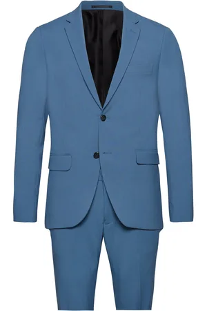 Lindbergh Plain Mens Suit - Normal Length Habit Blue