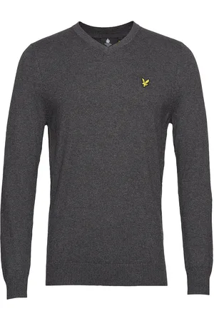 Lyle & Scott Cotton Merino V Neck Jumper Tops Knitwear V-necks Grey
