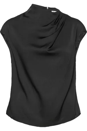 Ahlvar Gallery Lima Silk Top Designers Blouses Short-sleeved Black