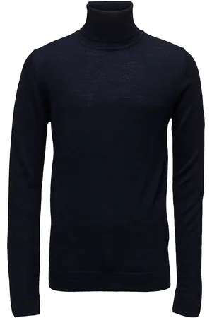 Lindbergh Merino Knit Roll-Neck Tops Knitwear Turtlenecks Navy