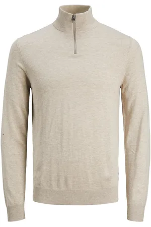JACK & JONES Jjeemil Knit Half Zip Noos Tops Knitwear Half Zip Jumpers Cream Jack & J S