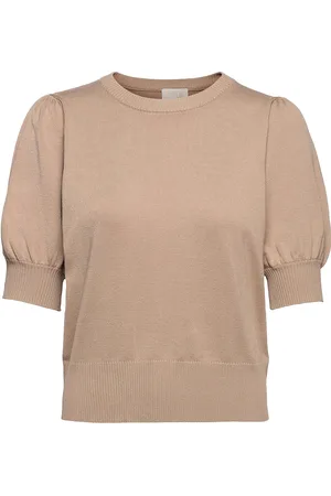 Minus Liva Strik T-Shirt Tops Knitwear Jumpers Beige