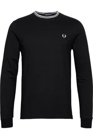 Fred Perry Ls Twin Tipped T-Shirt Tops T-Langærmet Skjorte Black