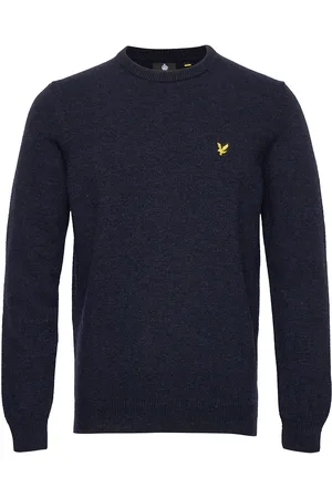 Lyle & Scott Crew Neck Lambswool Blend Jumper Tops Knitwear Round Necks Navy