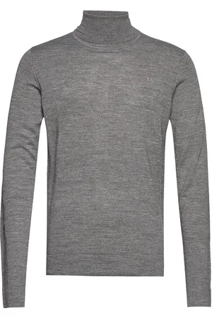 Lindbergh Merino Knit Roll-Neck Tops Knitwear Turtlenecks Grey