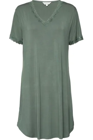 Lady Avenue Bamboo - Nightdress With Short Slee Nattøj Green