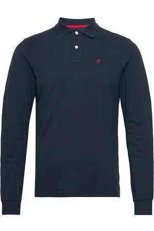Hackett Slim Fit Logo Ls Tops Polos Long-sleeved Navy