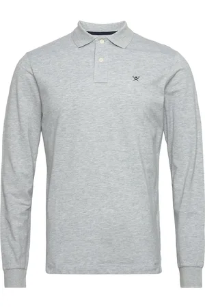 Hackett Slim Fit Logo Ls Tops Polos Long-sleeved Grey
