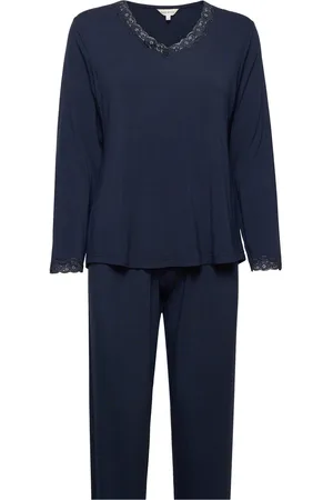 Lady Avenue Bamboo Long Sleeve Pyjamas With Lac Pyjamas Nattøj Navy