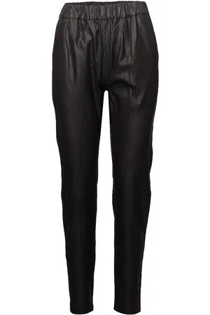 DEPECHE Pant Bottoms Trousers Leather Leggings-Bukser Black