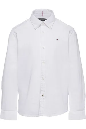 Tommy Hilfiger Boys Stretch Oxford Shirt L/S Tops Shirts Long-sleeved Shirts White