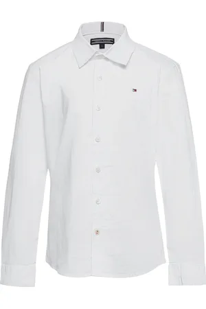 Tommy Hilfiger Solid Stretch Poplin Shirt L/S Tops Shirts Long-sleeved Shirts White