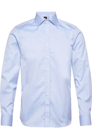 Oscar Jacobson Slim Fit Cut Away Twill Shirt Designers Shirts Tuxedo Shirts Blue