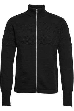 Mads Norgaard Wool Klemens Zip Knit Tops Knitwear Full Zip Jumpers Black