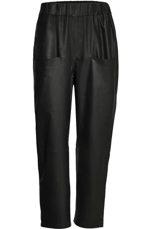 DEPECHE Pants Bottoms Trousers Leather Leggings-Bukser Black