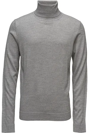 Lindbergh Merino Knit Roll-Neck Tops Knitwear Turtlenecks Grey