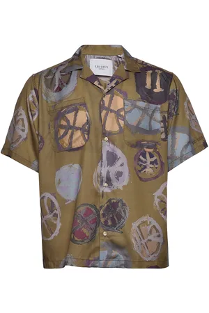 Les Deux Kabangu Aop Tencel Ss Shirt Tops Shirts Short-sleeved