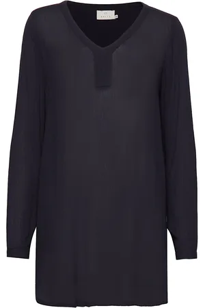 Kaffe Amber V-Neck Tunic Tops Tunics Blue