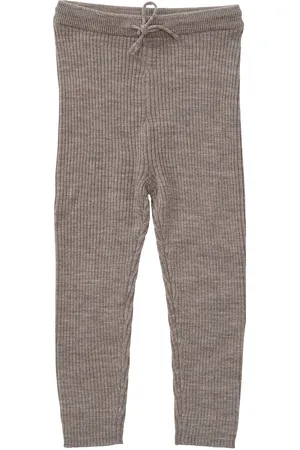 Copenhagen Colors Merino Classic Rib Leggings W. Drawstrings Bottoms Leggings Grey