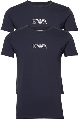 Emporio Armani Mens Knit 2Pack T-Sh Tops T-Kortærmet Skjorte Navy