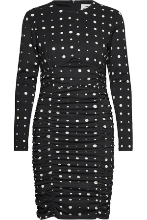 Mads Norgaard Pollux Amelia Dress Aop Knælang Kjole Black