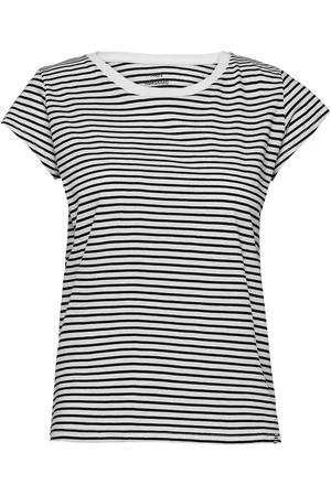 Mads Norgaard Organic Jersey Stripe Teasy Tee Fav Tops T-shirts & Tops Short-sleeved Black