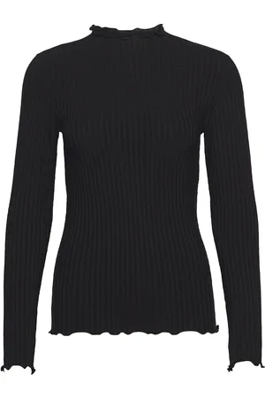Mads Norgaard 5X5 Solid Trutte Tops T-shirts & Tops Long-sleeved Black