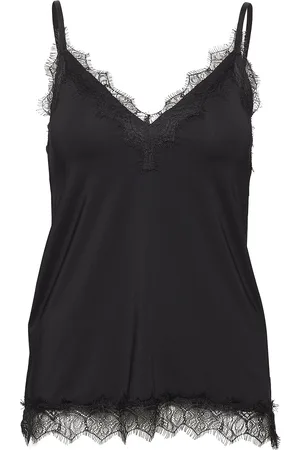 Rosemunde Rwbillie Sl Lace Strap Top Tops T-shirts & Tops Sleeveless Black