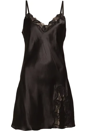 Lady Avenue Pure Silk - Slip W.lace Nattøj Black