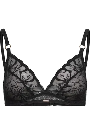 Chantelle Fleurs Wirefree Triangle Bra Designers Bras & Tops Soft Bras Bralette Black