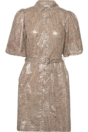 Dante 6 Mirri Leopard Dress Kort Kjole Beige