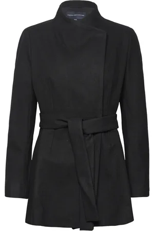 French Connection Platform Felt Crossover Coat Uldjakke Jakke Black